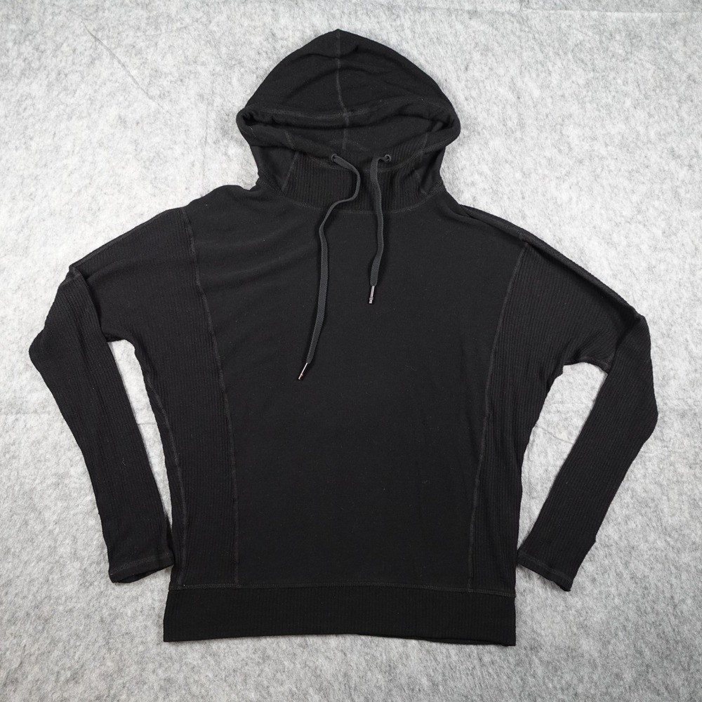 Alala Hoodie Women Small Black Rise Dolman Pullover Ribbed Thumbhole Long Sleeve